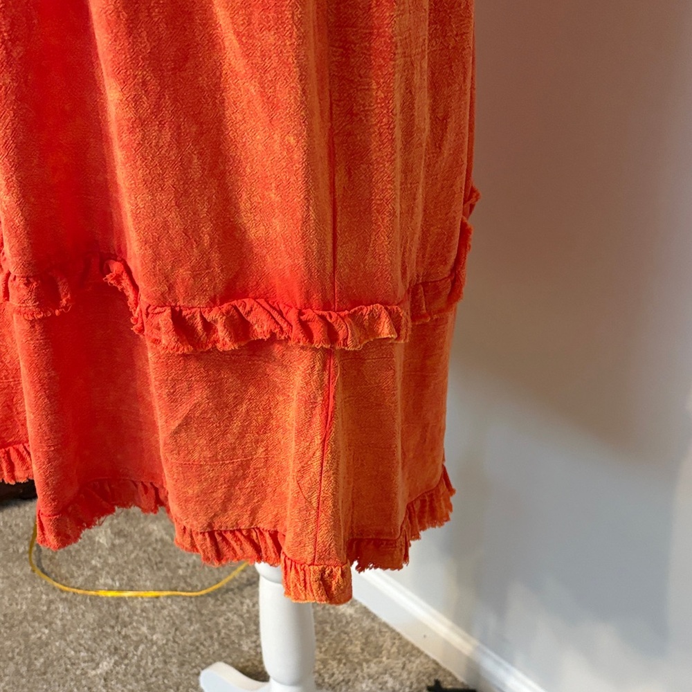 Orange Ruffle Hem Dress - Picture 4 of 5